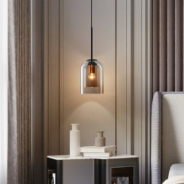 Lampes Suspendues Mi-Siècle En Mica Avec Double Verre-Lampe Veilleuse